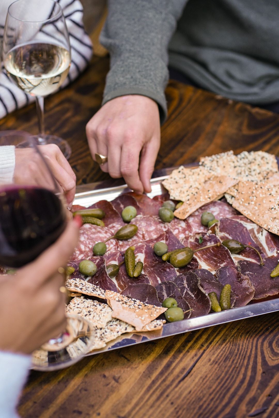 sharing boards, picky bits, wine